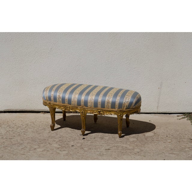 Antique Louis XIV Gold Leaf Footstool, 6-Legged, Honduras Mahogany For Sale - Image 4 of 8