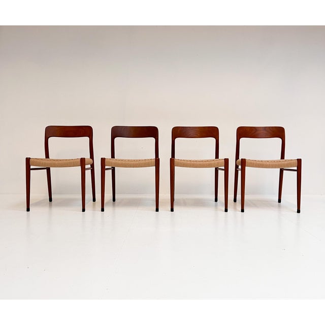 Mid-Century Modern Vintage Model 75 Chairs by Niels Møller for J.L. Møllers, 1960s, Set of 4 For Sale - Image 3 of 18