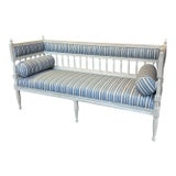 Antique Swedish Gustavian Painted Sofa With New Uk Designer Fermoie Stripe Upholstery For Sale