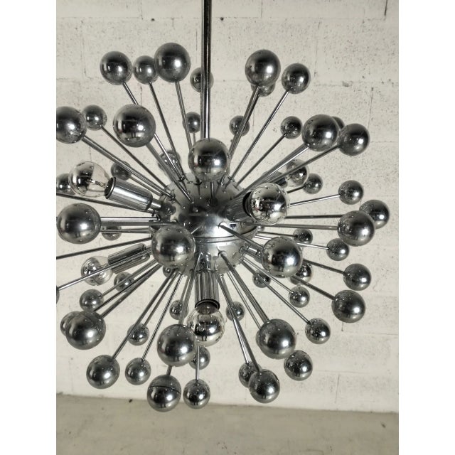 1970s Space Age Sputnik Chrome & Steel Chandelier, 1970s For Sale - Image 5 of 11