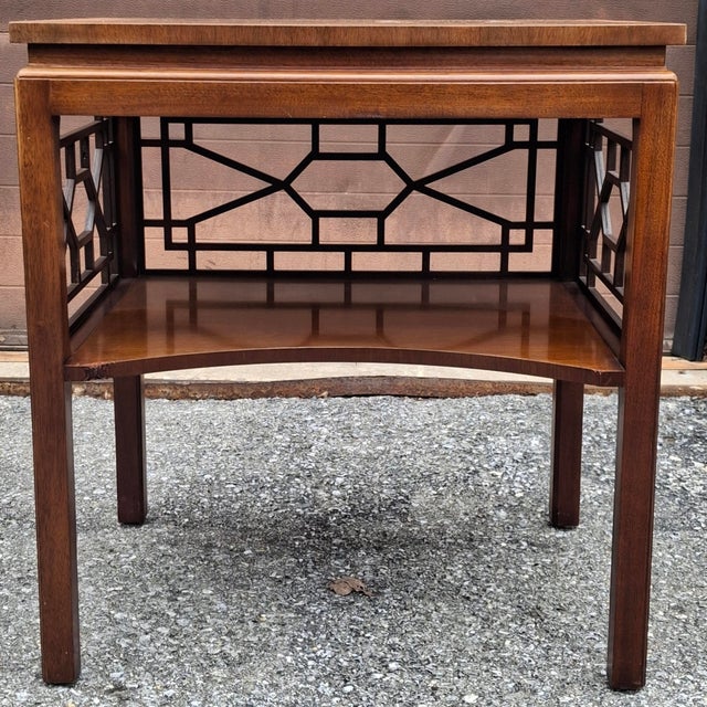 Baker Furniture Company Late 20th Century Baker Furniture Chinese Chippendale Magogany Side Table For Sale - Image 4 of 7