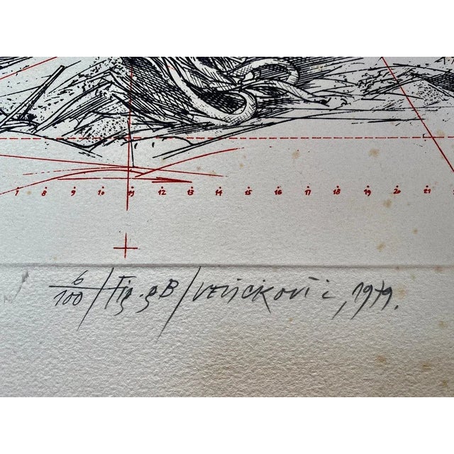 lithography figure B date of creation 1979 technique engraving paper arch print 6/100 dimension image 30 x 40 dimension...