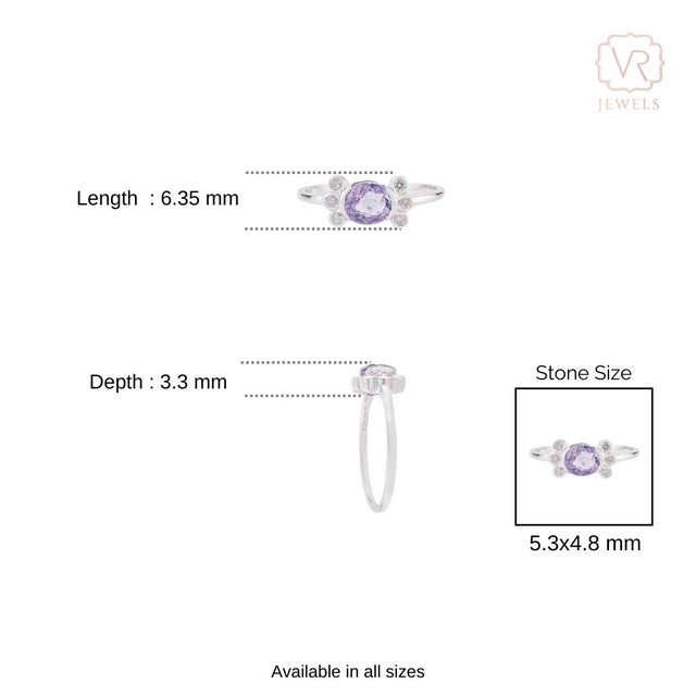 Art Deco 14k White Gold 1.11ct Lavender Sapphire & Diamond Ring Size 8 For Sale - Image 11 of 16