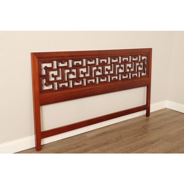 Chinese Far Eastern Furnishings Chinese Rosewood Fretwork King Size Headboard For Sale - Image 3 of 12