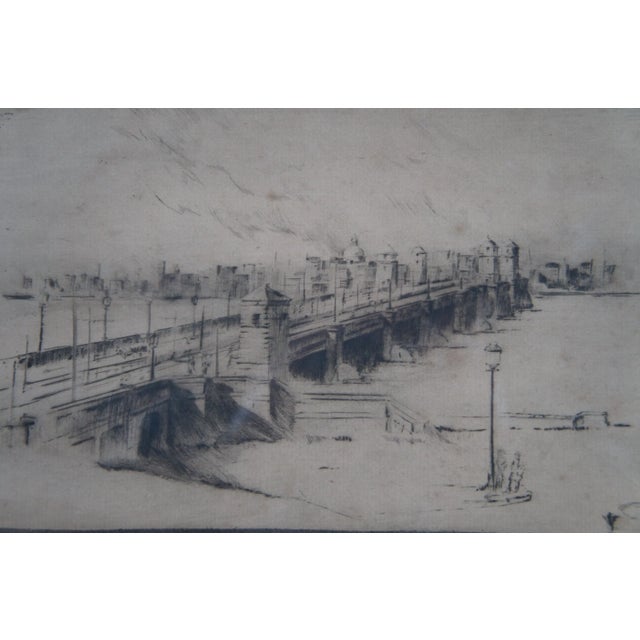 Antique Alexander Blum Hungarian Bigelow & Jordan Bridge Etching 18" For Sale - Image 4 of 11