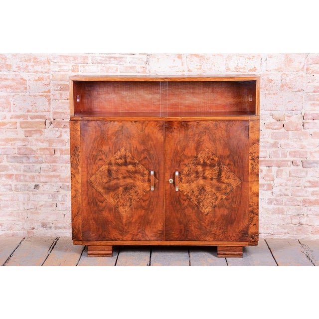 Art Deco Commode in Walnut and Glass, Czech, 1920s For Sale - Image 4 of 18
