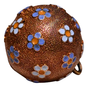 The Flower: Antique Hand Enameled Ball Pendant in Rose Gold
