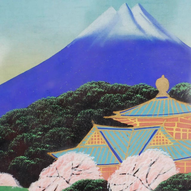 Three Japanese Paintings of Mount Fuji Chairish