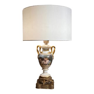Late 19th Century French Louis XVI Style Hand Painted & Gilded Porcelain Vase Turned to a Table Lamp For Sale
