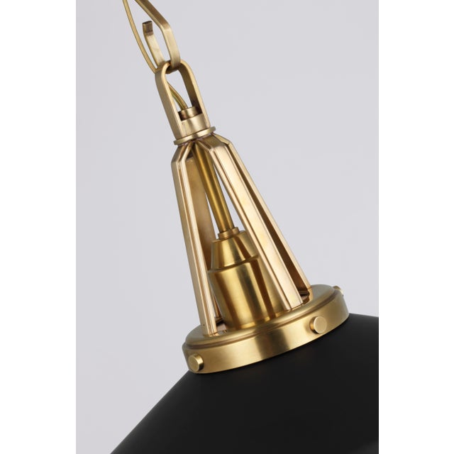 Transitional Chapman & Myers for Visual Comfort Signature Layton 14" Pendant in Antique-Burnished Brass with Matte Black Shade For Sale - Image 3 of 4
