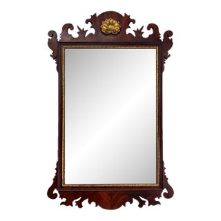 Henkel Harris Mahogany Carved Mirror With Gold Accents Model No. H-6 For Sale