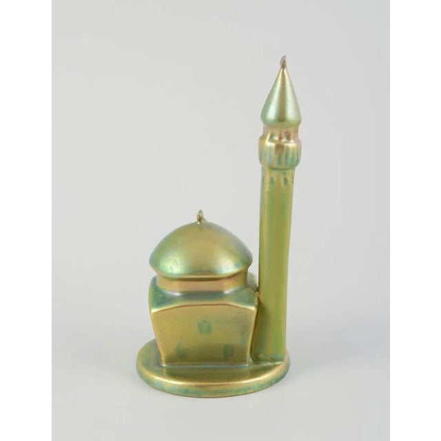 Zsolnay, Hungary. Ceramic sculpture in the shape of a minaret. Eosin glaze. Marked. Approximately 1930s. In excellent...