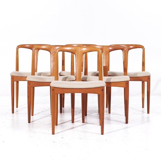Johannes Andersen for Uldum Mobelfabrik Mid Century Teak Juliane Chairs – Set of 6 Each chair measures: 19.75 wide x 20...