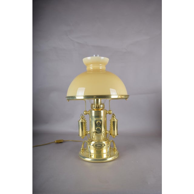 Gold Nautical Gold-Plated Table Lamp with Glass Dome Shade, 1980s For Sale - Image 8 of 18