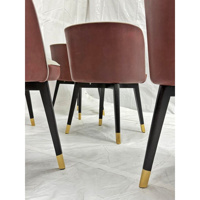 Set of 6 Baxter "Colette" Chairs by Roberto Lazzeroni in Leather Brass For Sale - Image 14 of 18