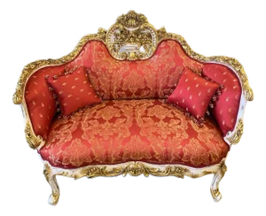 French Style Red Settee Gold Details