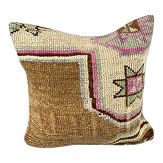 20 x 20 Rug Pillow Ottoman Serenade Turkish Pillow Cushion Cover For Sale