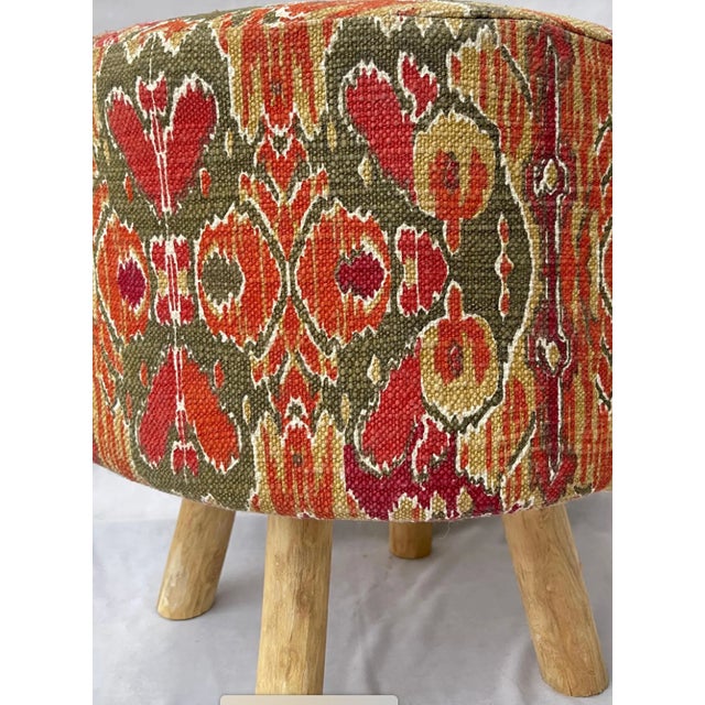 Vintage Kilim Wooden Leg Ottoman, 1990s For Sale - Image 3 of 5
