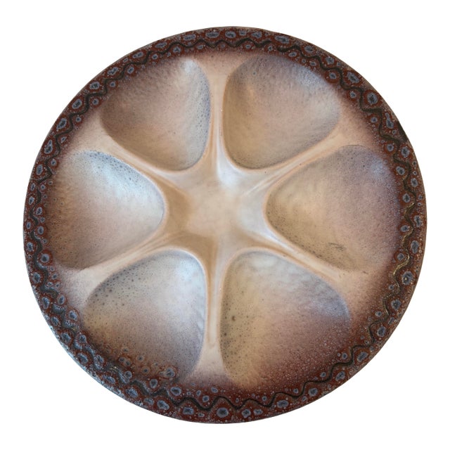 Vintage French Purple and Cream Oyster Plate For Sale
