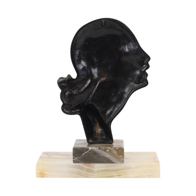Bronze Art Deco Sculpture of a Woman on Marble, 1930s For Sale - Image 6 of 16