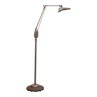 Vintage Industrial Articulating Arm Floor Lamp With Magnifier by Dazor For Sale