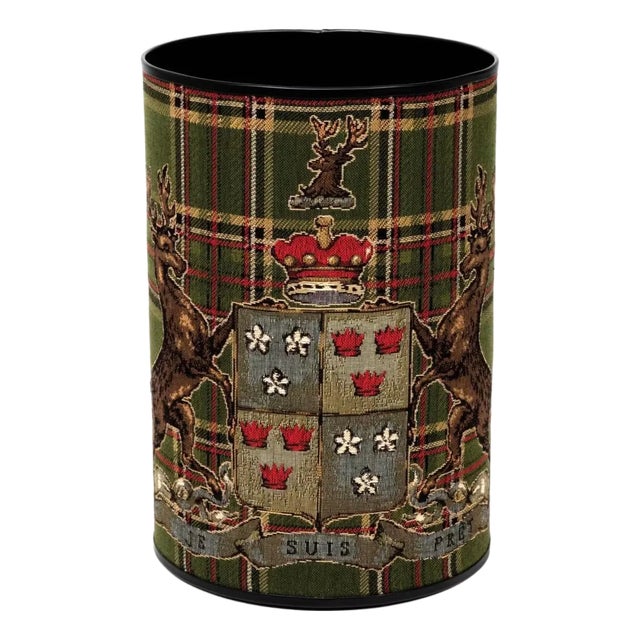 Scottish Heritage Green Tapestry Waste Bin For Sale