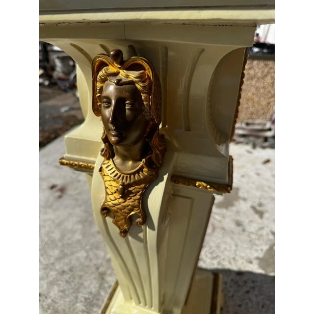 Art Nouveau Late 19th Century Hand Painted and Carved With Gilt Bronze Ormolu Pedestal For Sale - Image 3 of 12