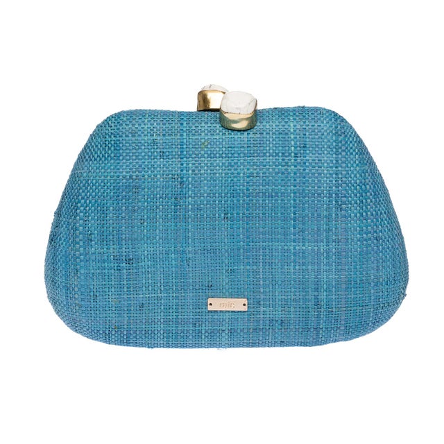 Tamu Bean Clutch in Blue / White For Sale In New York - Image 6 of 7