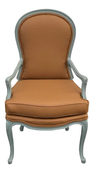 French Blue Upholstered Faux Leather Arm Chair