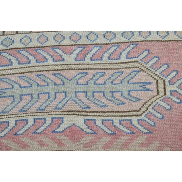 Beige Wool Faded Handmade Floro Small Carpet For Sale - Image 8 of 11