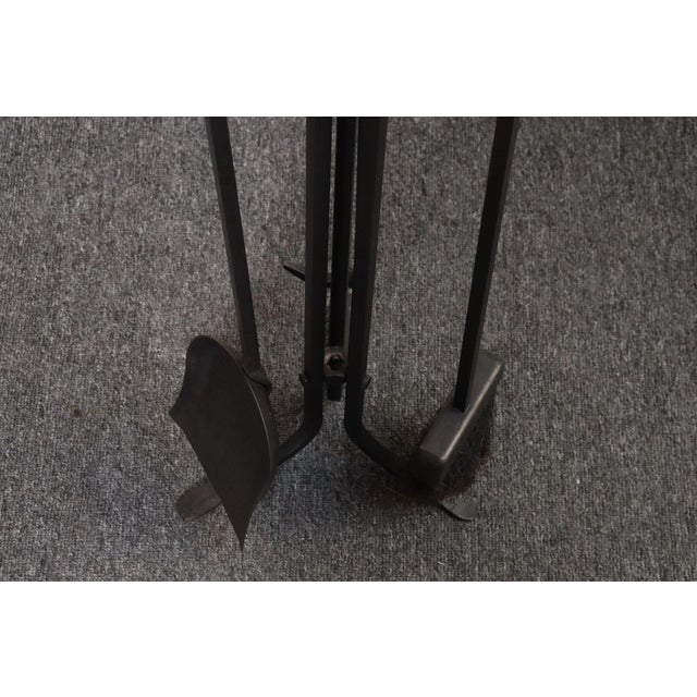 Vintage Hand-Forged Iron Fireplace / Fire Tool Set With Poker, Shovel, and Brush For Sale - Image 9 of 16