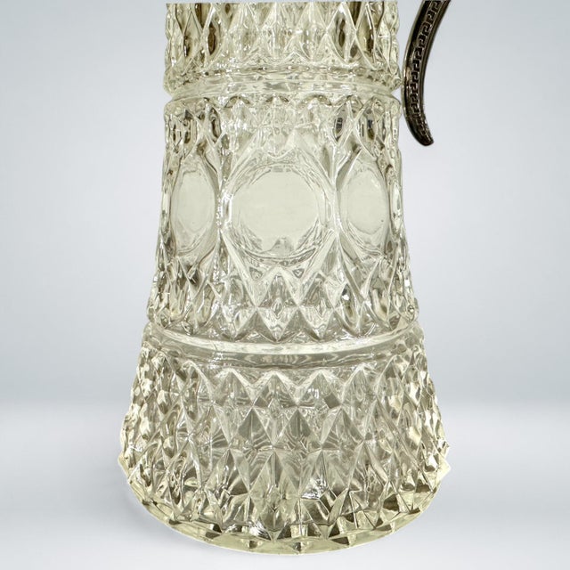 Metal Vintage Silverplate and Pressed Glass Claret, Carafe, Pitcher For Sale - Image 7 of 9