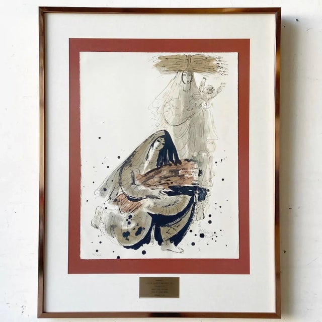 Framed Signed Lithograph “Two Women and a Child” by Reuven Rubin For Sale - Image 11 of 11
