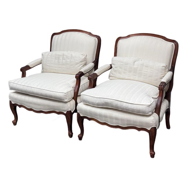 Sam Moore Bergère Lounge Chairs, Pair For Sale