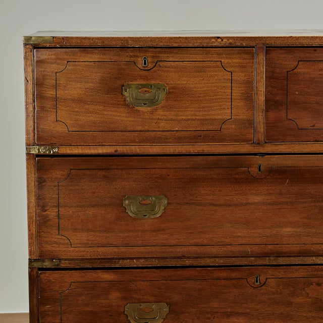 English Antique British Colonial Campaign Chest of Drawers For Sale - Image 3 of 16