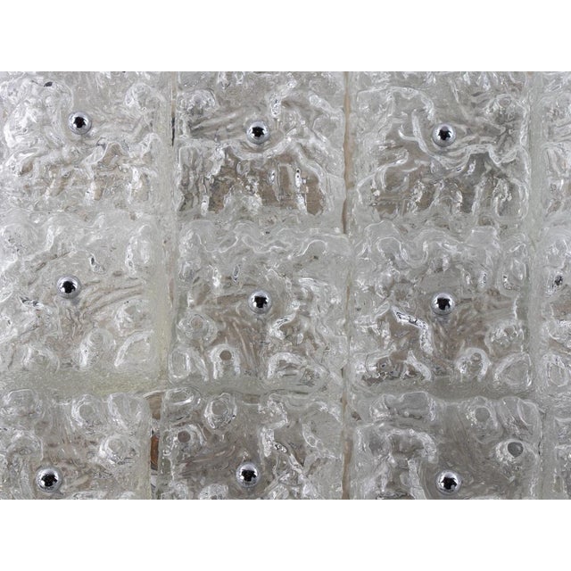 1960s German Large Square Glass & Brass Chandelier from Limburg, 1960 For Sale - Image 5 of 13