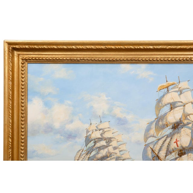 Late 20th Century Fine Maritime Seascape Painting of American Clipper Ships by Henry Scott For Sale - Image 5 of 15
