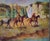 For Sale is an Oil on Canvas Painting of 2 Native Americans on Horseback with a packing mule moving through an Amazing...