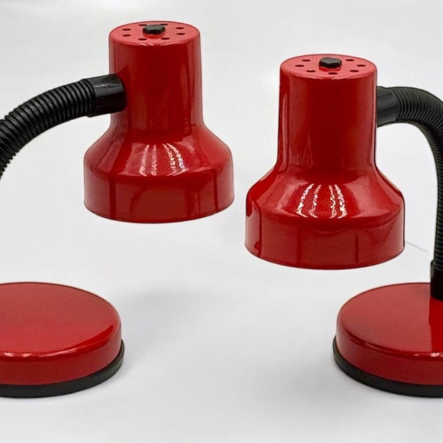 Adjustable Table Lamps in Red by Brama Milano, Italy, 1980s, Set of 2 For Sale - Image 4 of 11