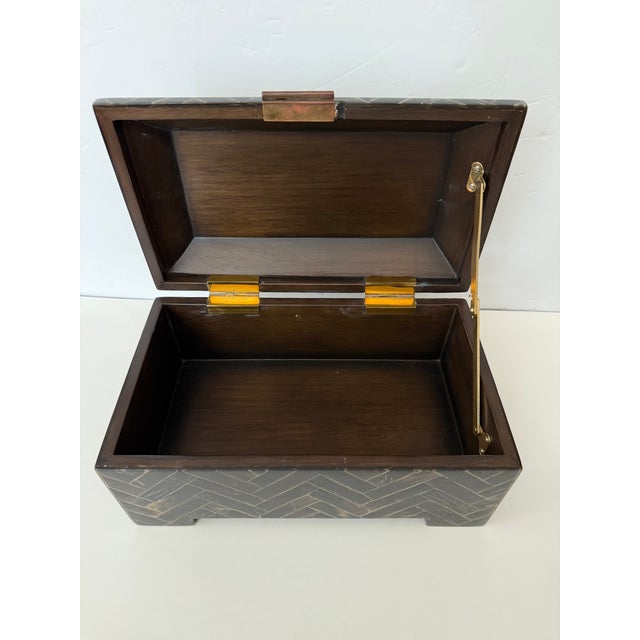 Modern Tessellated Faux Horn Box Brown For Sale - Image 3 of 11