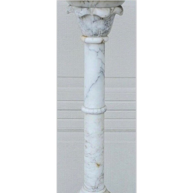 Antique Italian Calcutta Marble Carved Column Pedestal Display Plant Stand For Sale In San Diego - Image 6 of 12