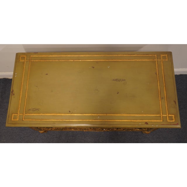 Green Furniture Classics Louis XVI French Provincial 48" Green and Gold Media Chest W. Gilt Ormolu Style Decoration For Sale - Image 8 of 12