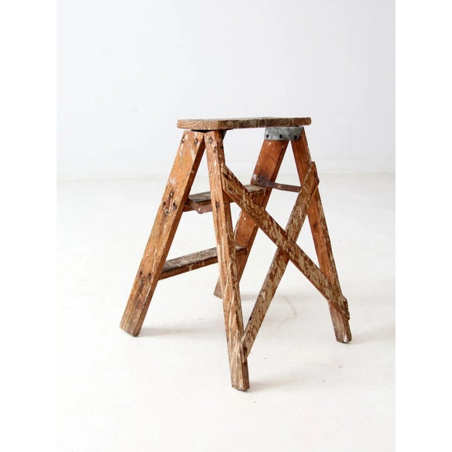 Vintage Wood Step Ladder For Sale - Image 9 of 9