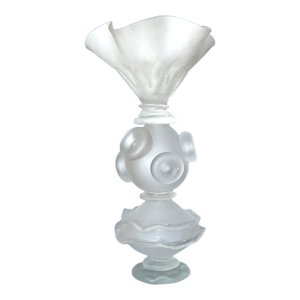 Vintage Satin Glass Centerpiece in the Style of Lalique
