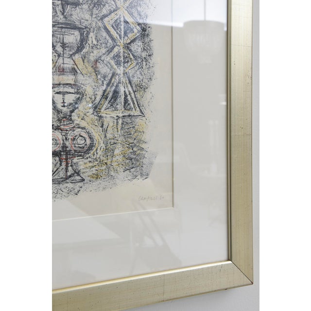 Mid-Century Modern Vintage Italian Massimo Campigli Stone Lithograph Titled Femme Sur Fond Bleu For Sale - Image 3 of 12