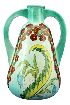 Italian Majolica Ceramic Vase with Flowers by Pisapia, 1960s