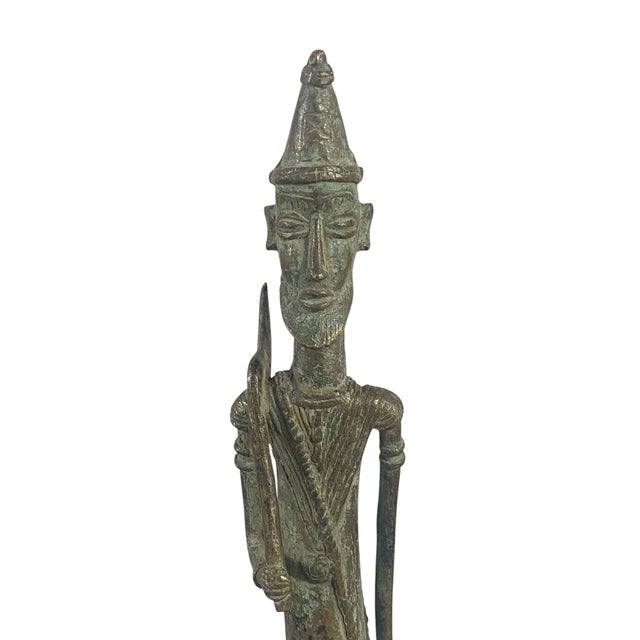 Vintage Dogon Bronze Standing Male Figure Sculpture Giacometti Style Mali 17" H For Sale - Image 4 of 7