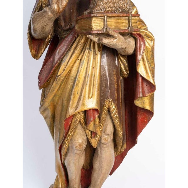 Late 16th Century Polychrome Carved Wooden Sculpture, Germany For Sale - Image 4 of 12