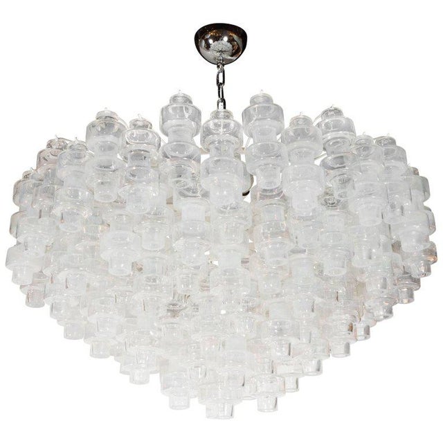 Modernist Opalescent and Clear Murano Glass Barbell Chandelier For Sale - Image 10 of 10