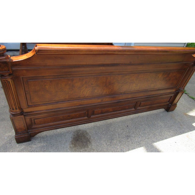 Wood 1980s Ethan Allen Townhouse Collection King Bed Burl Stunning For Sale - Image 7 of 11